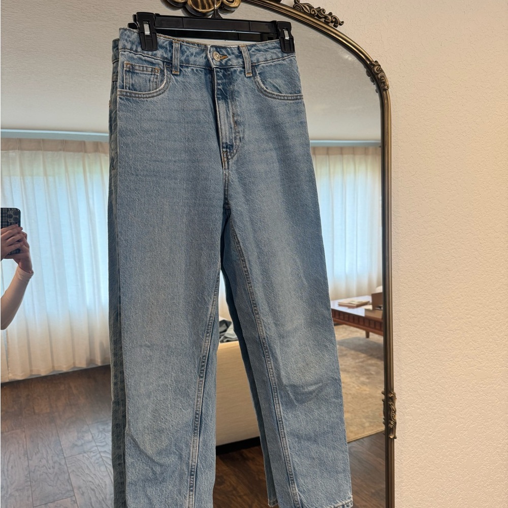 Mango Light Blue Straight Leg Jeans
